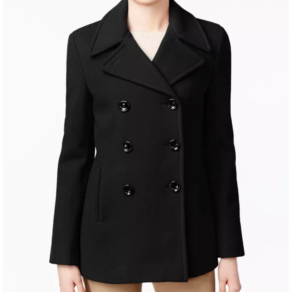 Calvin Klein | Women's Black Double-Breasted Peacoat